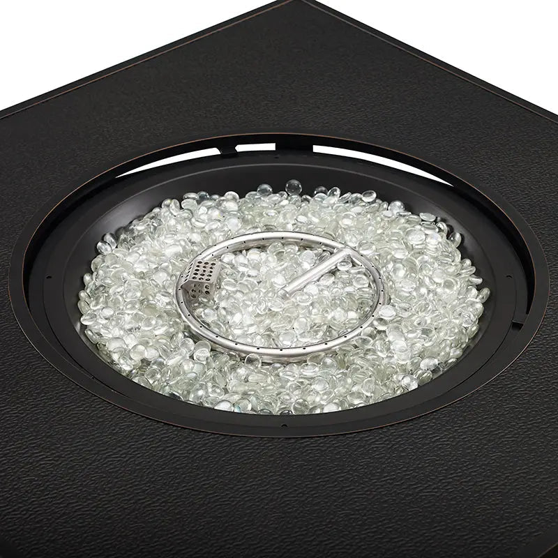 Fire Sense Henley 40" Round Aluminum Basketweave Convertible Gas Fire Pit Table