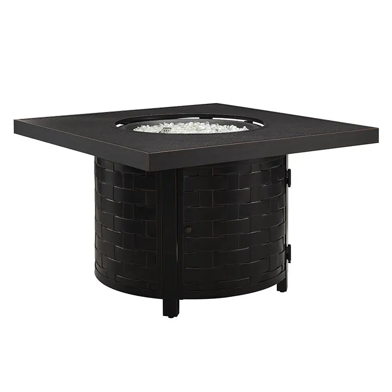 Fire Sense Henley 40" Round Aluminum Basketweave Convertible Gas Fire Pit Table