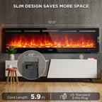 TURBRO In Flames 72-Inch Wi-Fi Wall-Mounted Electric Fireplace