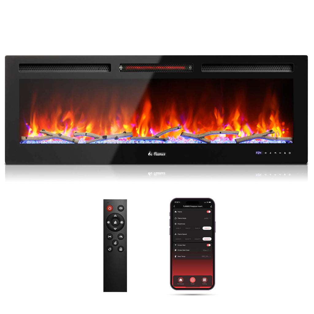 TURBRO In Flames 50-Inch Wi-Fi Wall-Mounted Electric Fireplace
