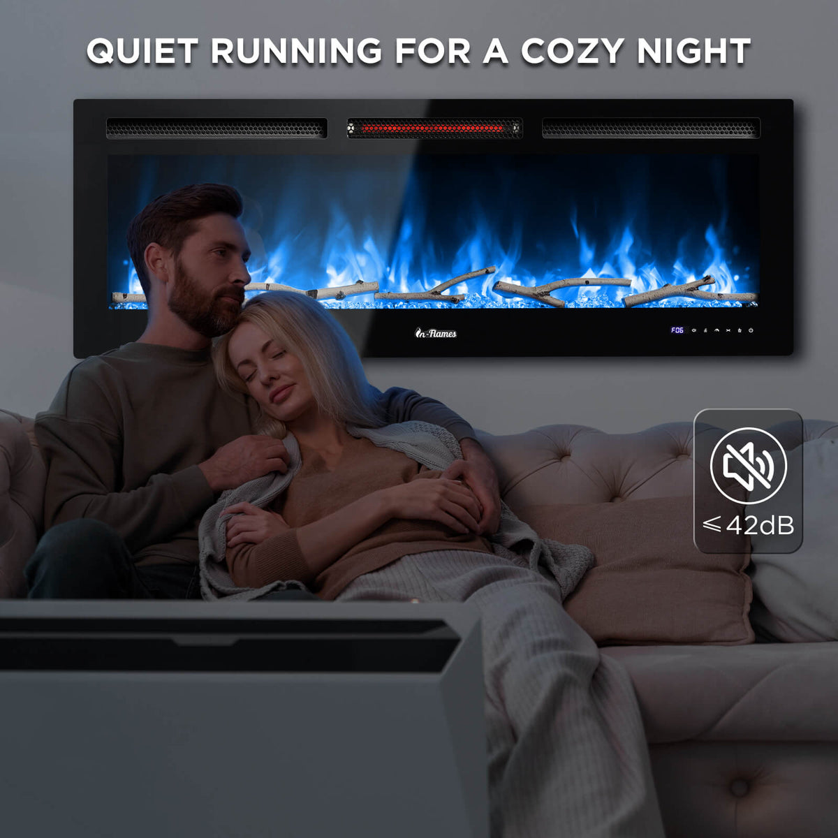 TURBRO In Flames 50-Inch Wi-Fi Wall-Mounted Electric Fireplace