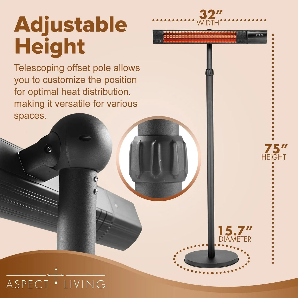 Fire Sense Pole Mounted Electric Patio Heater