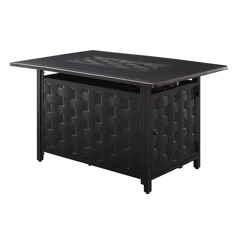 Fire Sense Preston 44" Rectangular Basketweave Aluminum Convertible Gas Fire Pit Table