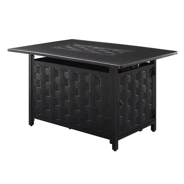 Fire Sense Preston 44" Rectangular Basketweave Aluminum Convertible Gas Fire Pit Table