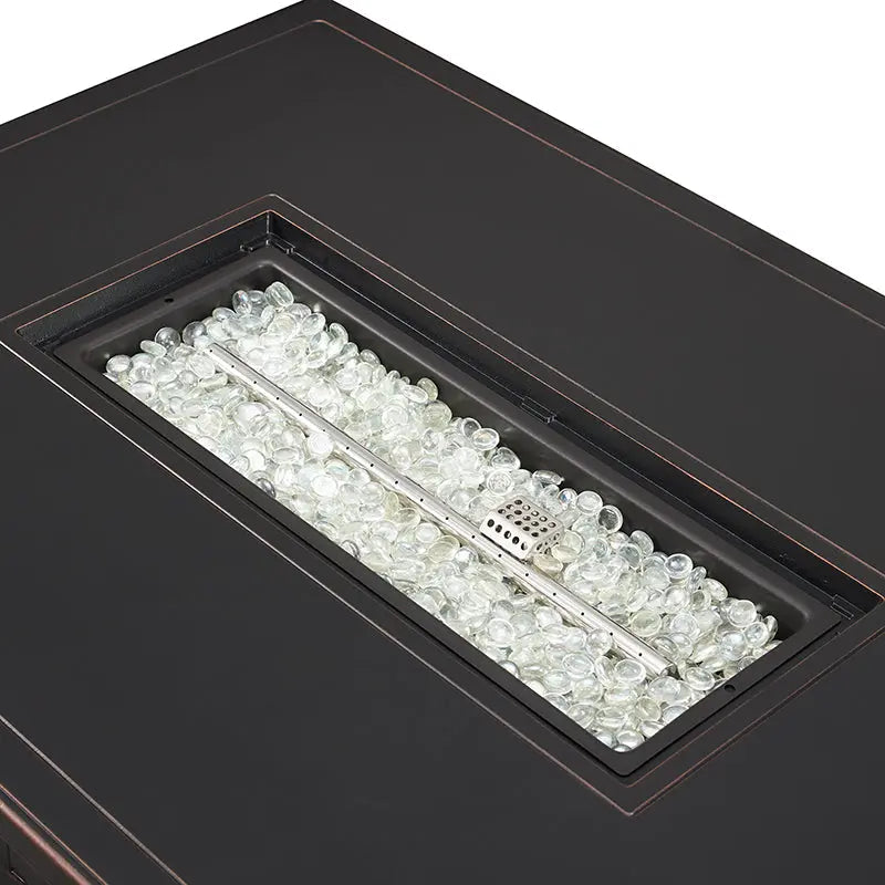 Fire Sense Preston 44" Rectangular Basketweave Aluminum Convertible Gas Fire Pit Table