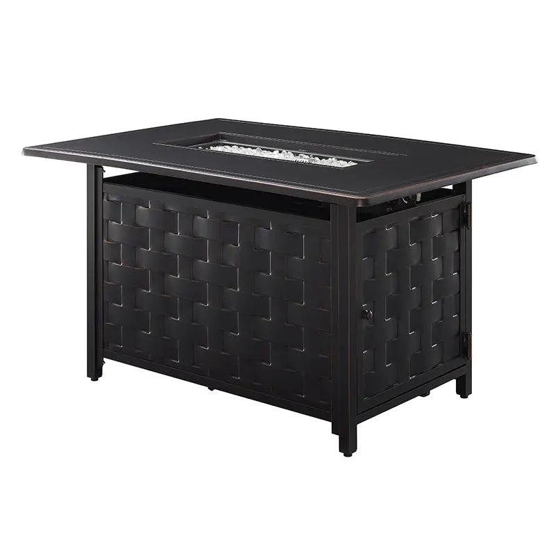 Fire Sense Preston 44" Rectangular Basketweave Aluminum Convertible Gas Fire Pit Table