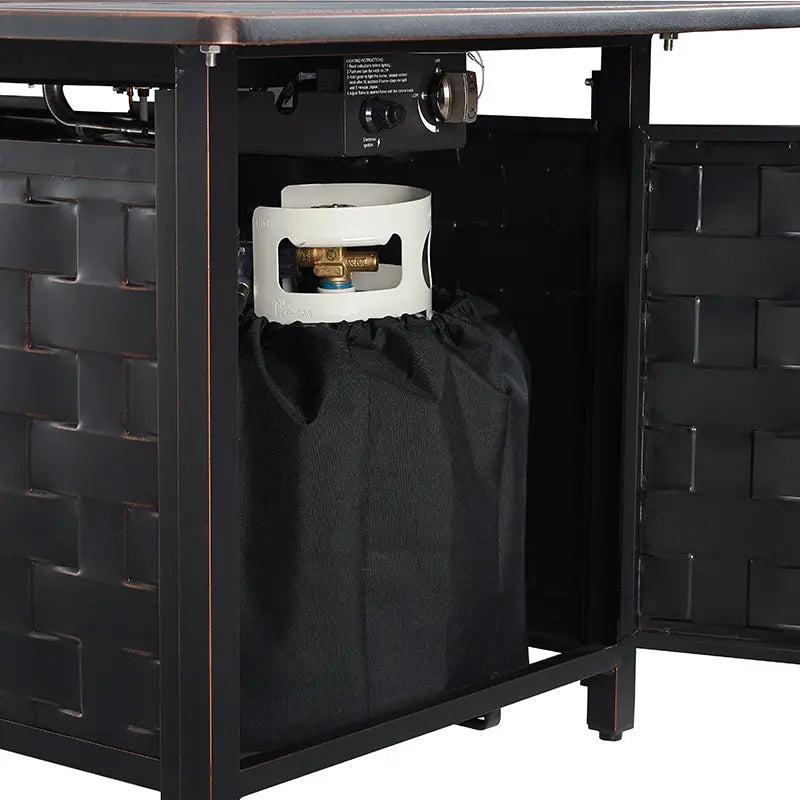 Fire Sense Preston 44" Rectangular Basketweave Aluminum Convertible Gas Fire Pit Table