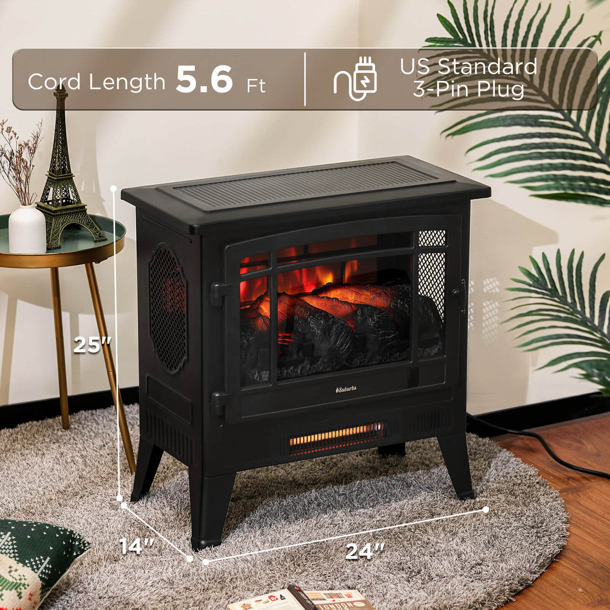 TURBRO Suburbs TS25 Wi-Fi Electric Fireplace Stove