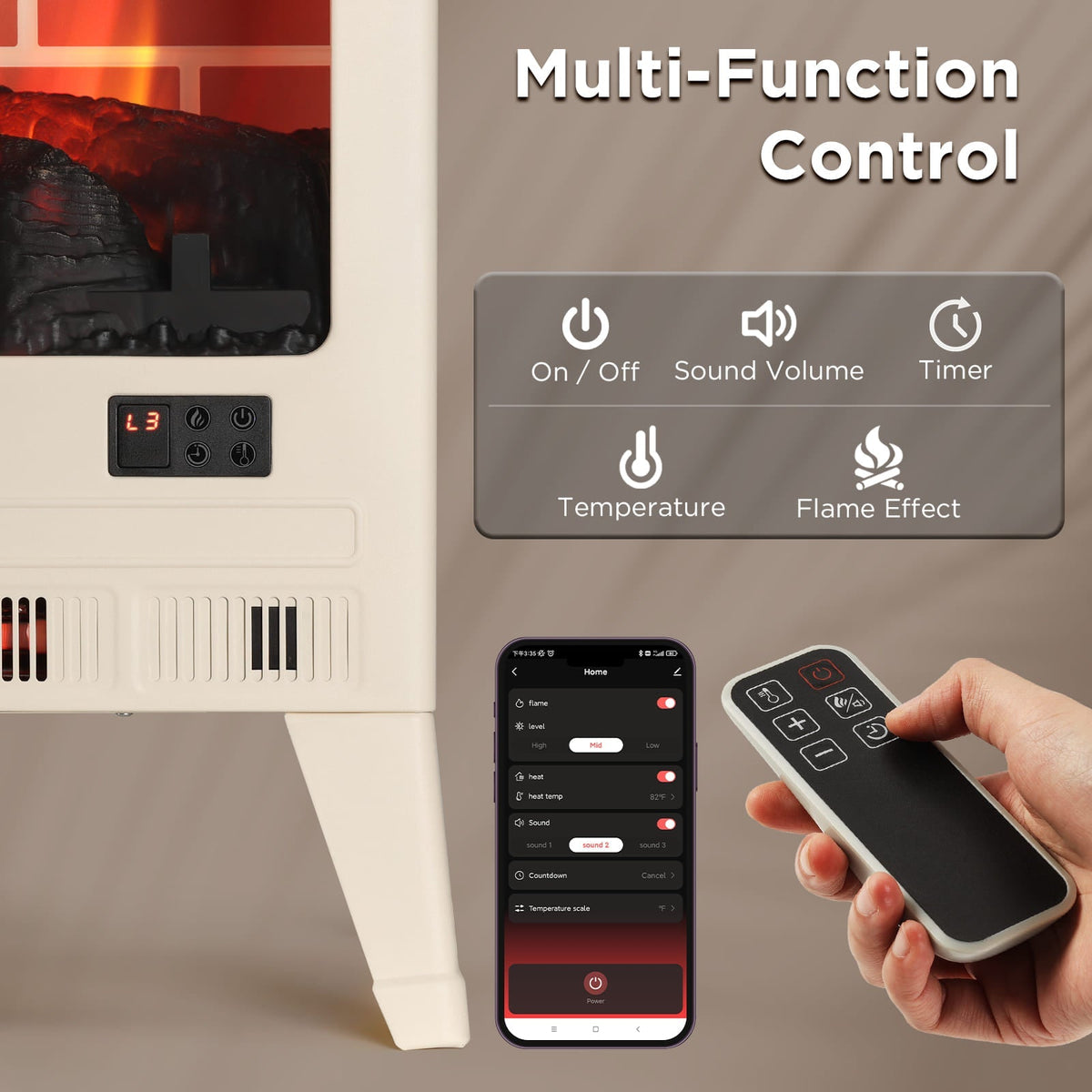 TURBRO Suburbs TS25 Wi-Fi Electric Fireplace Stove