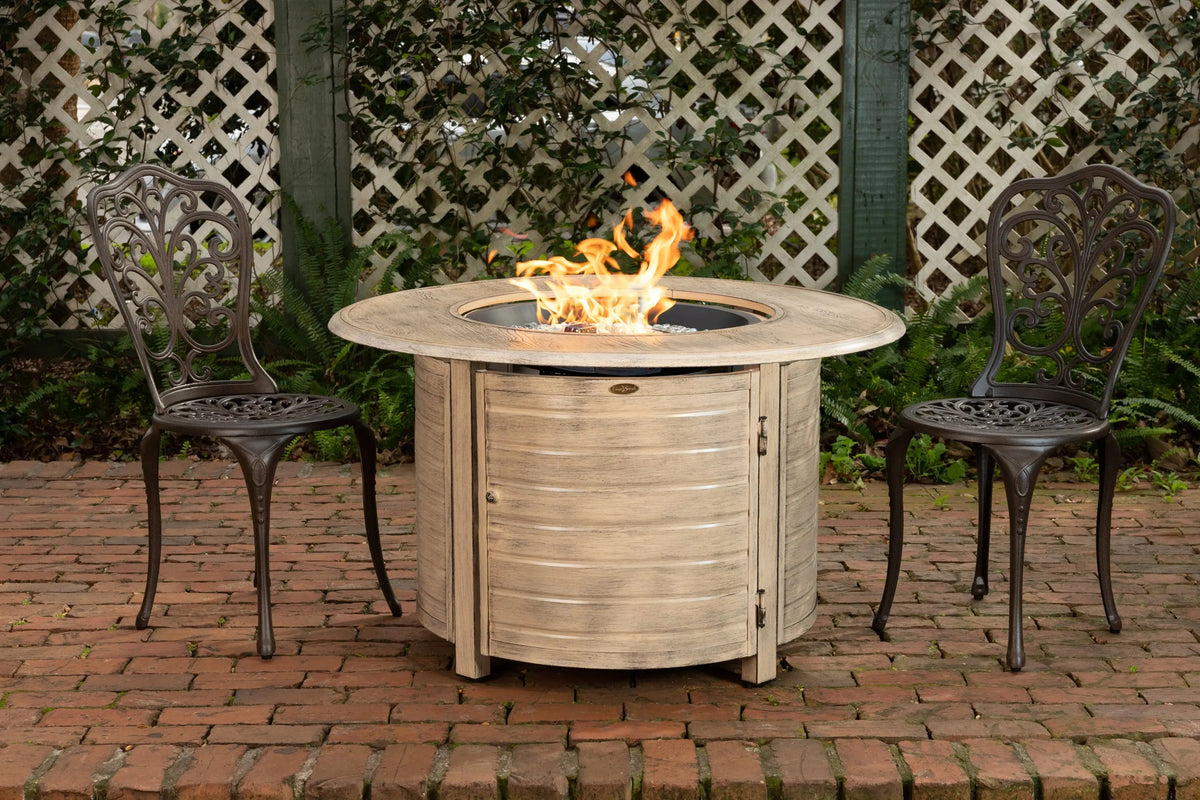 Fire Sense Thatcher Driftwood Round Aluminum LPG Fire Pit