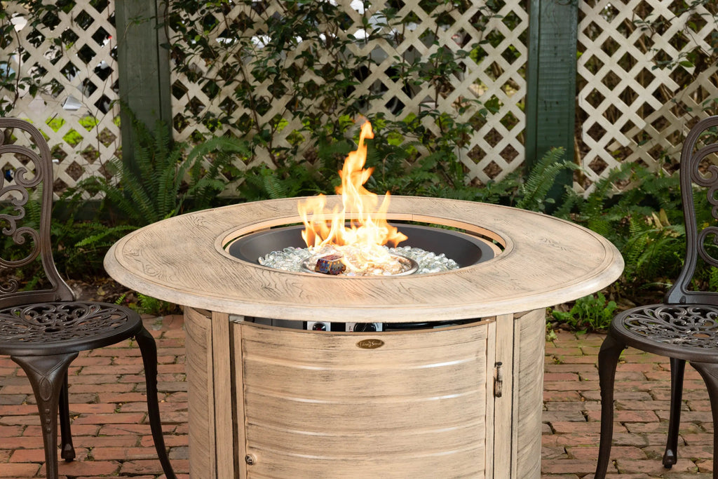 Fire Sense Thatcher Driftwood Round Aluminum LPG Fire Pit