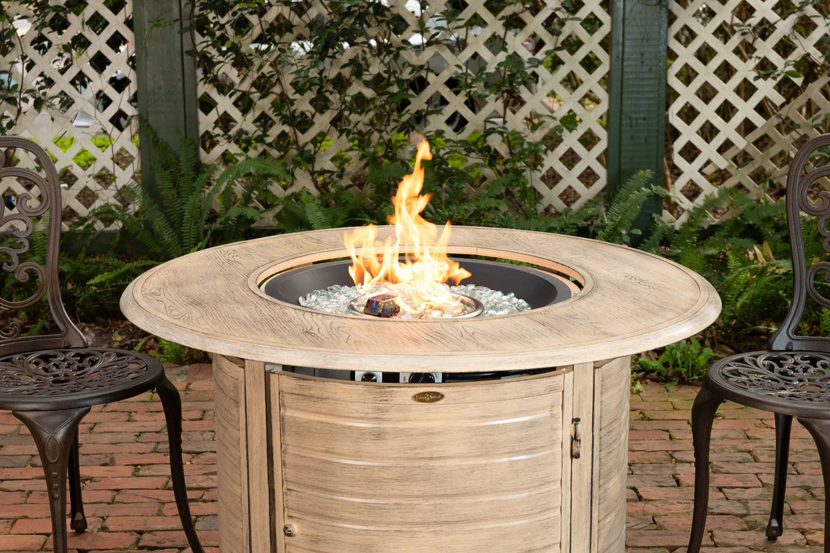 Fire Sense Thatcher Driftwood Round Aluminum LPG Fire Pit