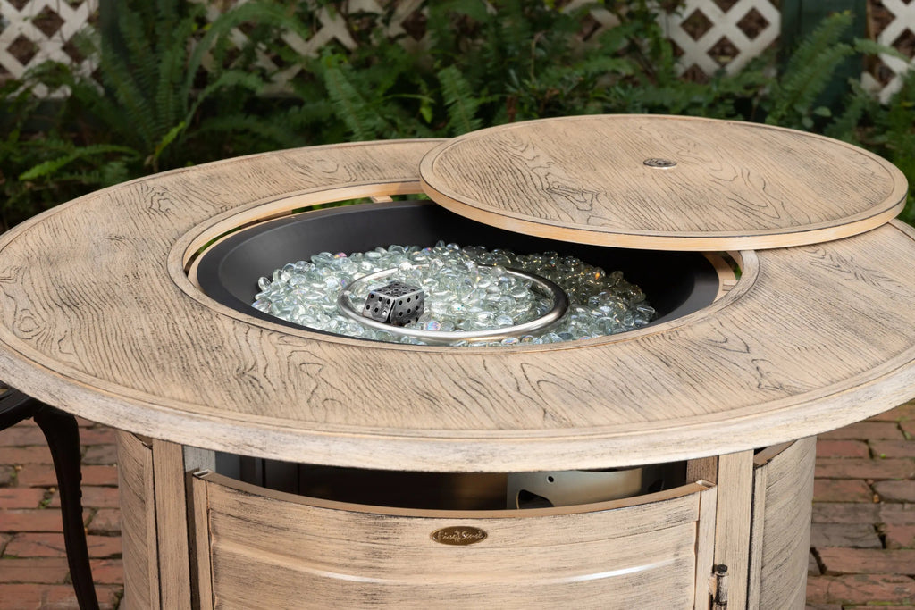 Fire Sense Thatcher Driftwood Round Aluminum LPG Fire Pit