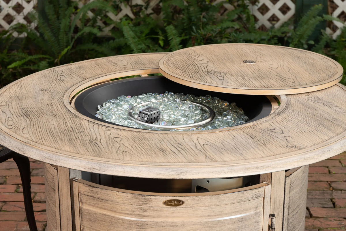 Fire Sense Thatcher Driftwood Round Aluminum LPG Fire Pit
