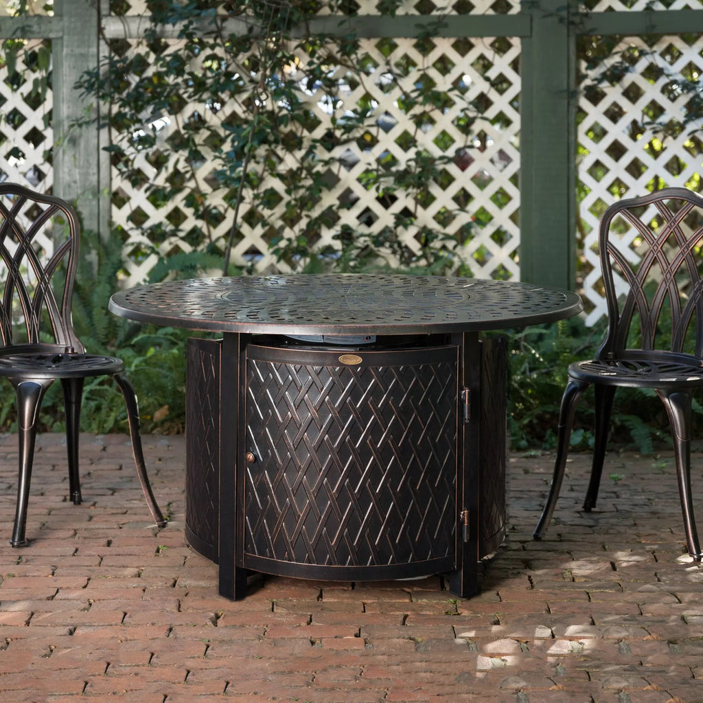 Fire Sense Verona 44" Round Woven Aluminum Convertible Gas Fire Pit Table