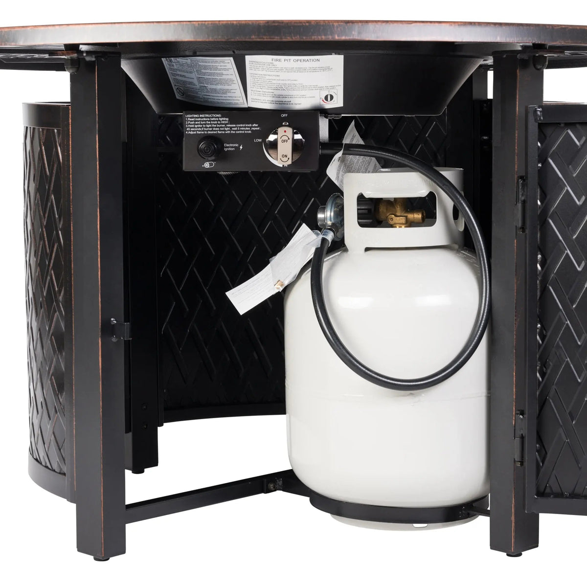 Fire Sense Verona 44" Round Woven Aluminum Convertible Gas Fire Pit Table