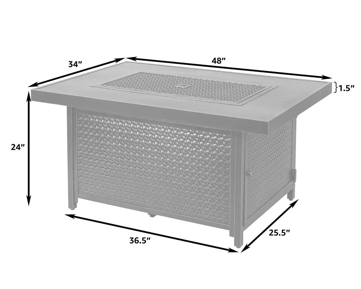 Fire Sense Weyland Rectangle Aluminum LPG Fire Pit