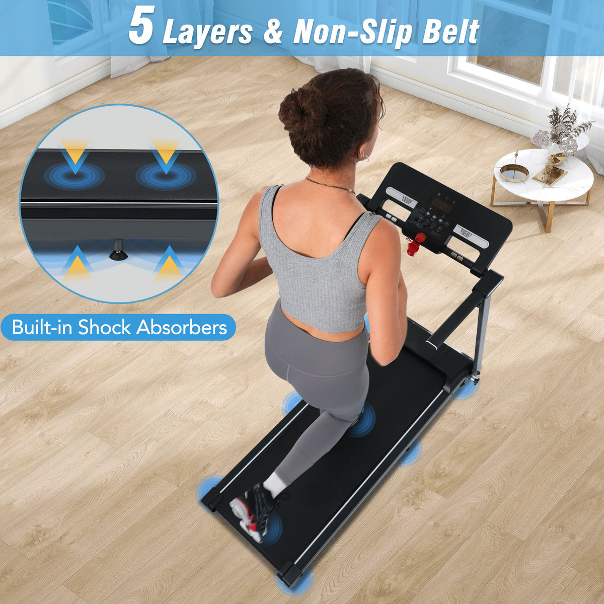2.5 HP Folding Treadmill with 6% Incline & Bluetooth Audio