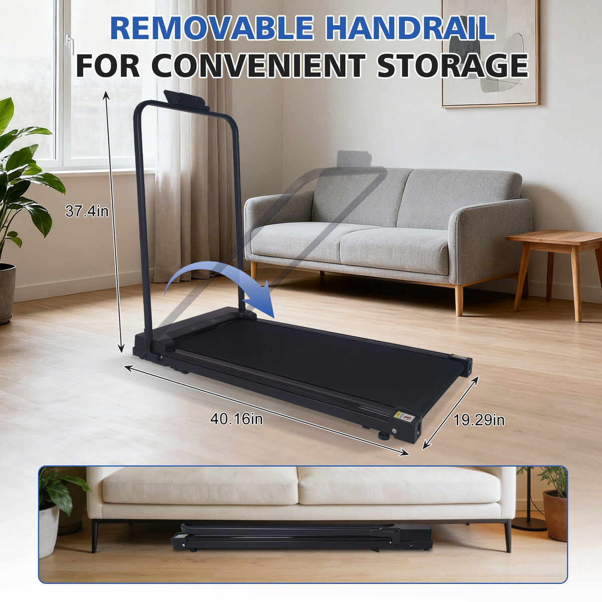 Foldable Walking Pad with Handlebar & Adjustable Incline