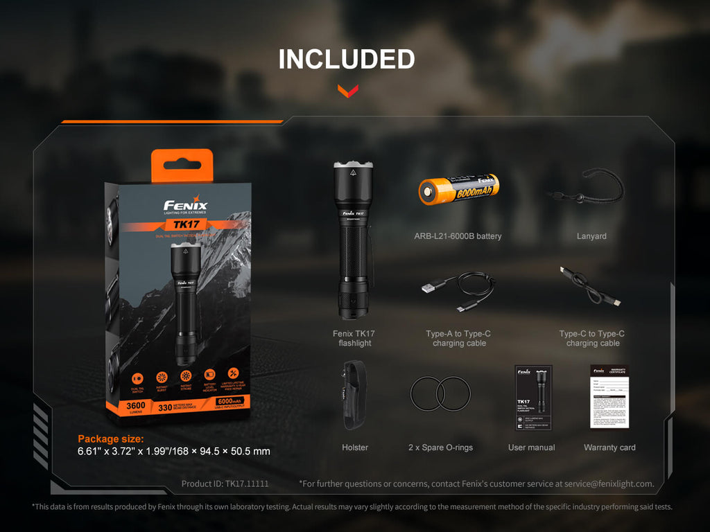 Fenix TK17 Rechargeable 3600-Lumen Flashlight