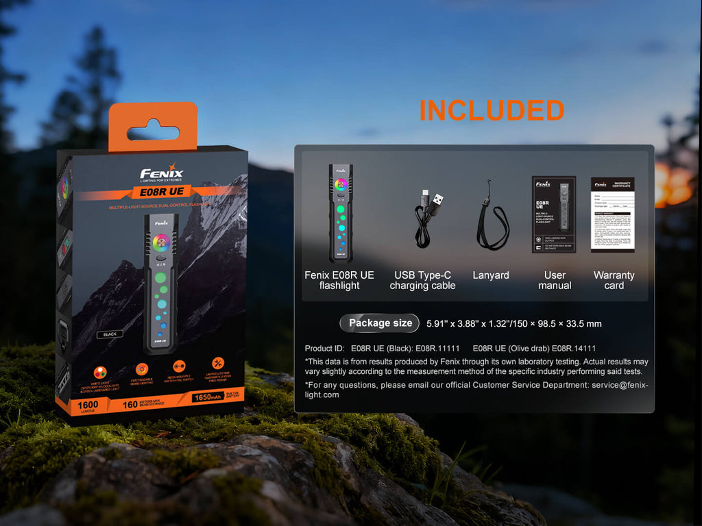 Fenix E08R UE Rechargeable Spotlight & Floodlight with Green Laser