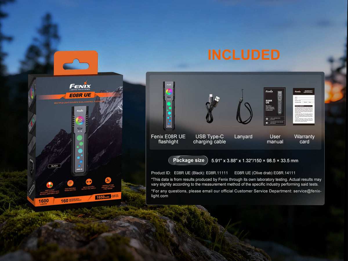 Fenix E08R UE Rechargeable Spotlight & Floodlight with Green Laser