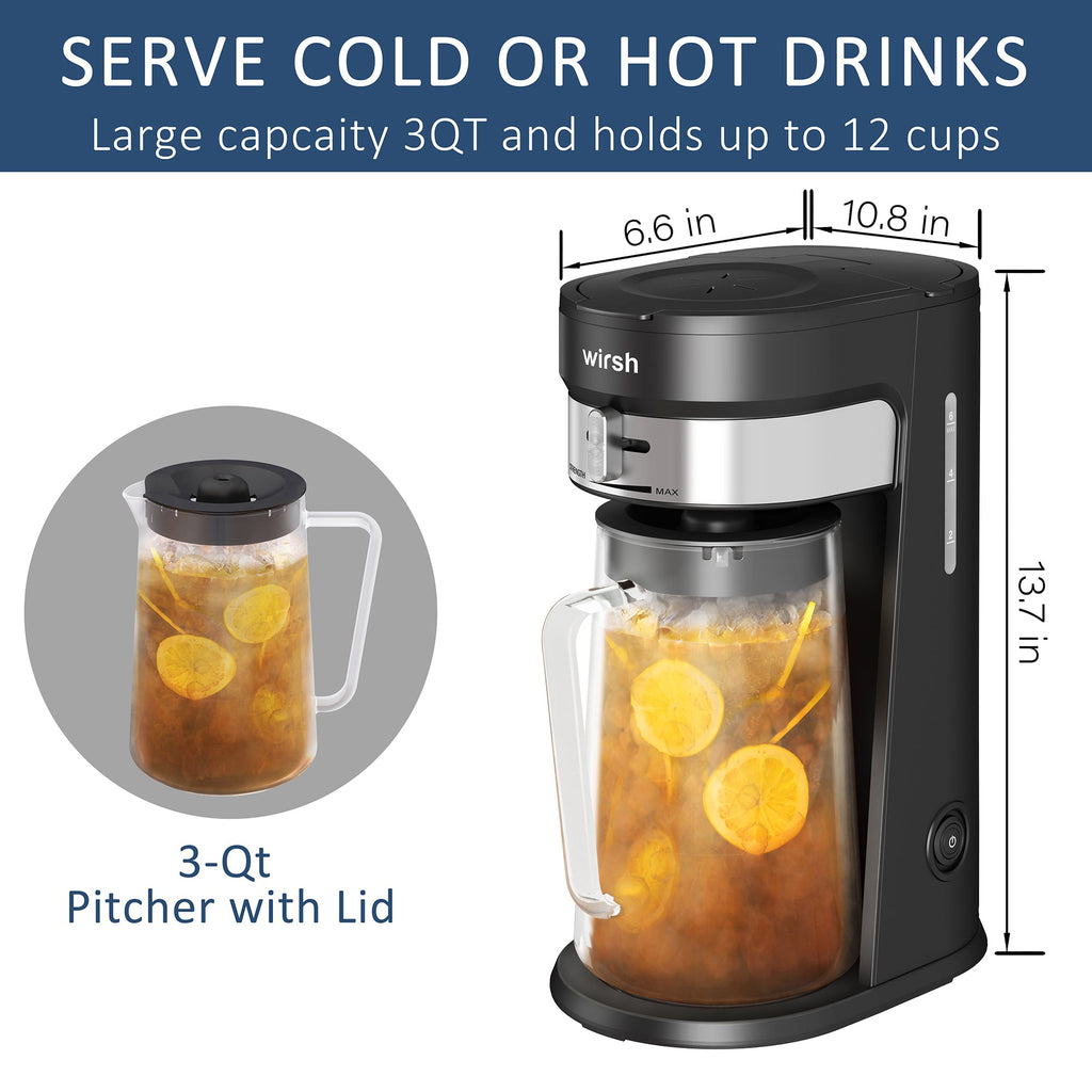 Wirsh Iced Coffee & Tea Maker with Glass Pitcher