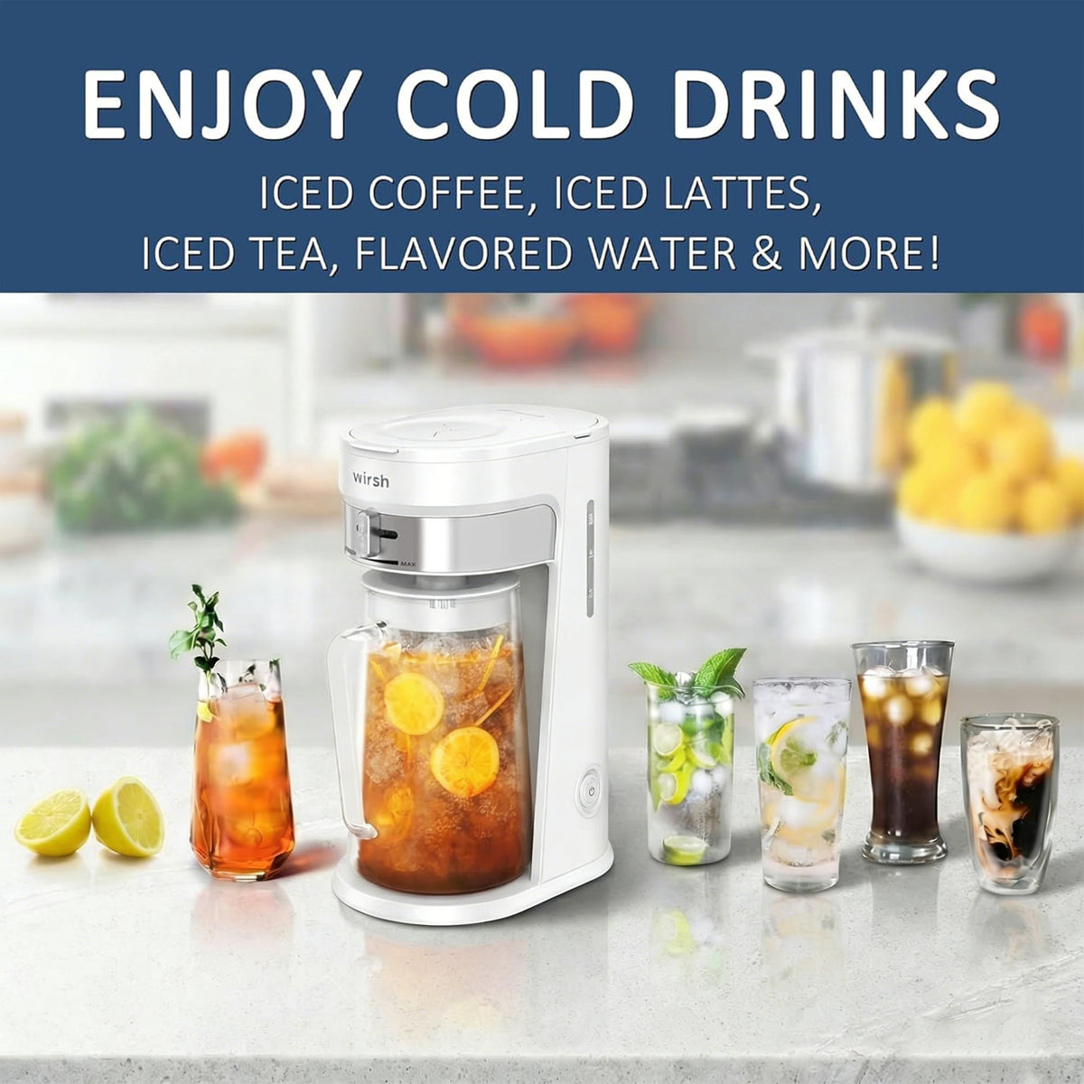 Wirsh Iced Coffee & Tea Maker with Glass Pitcher